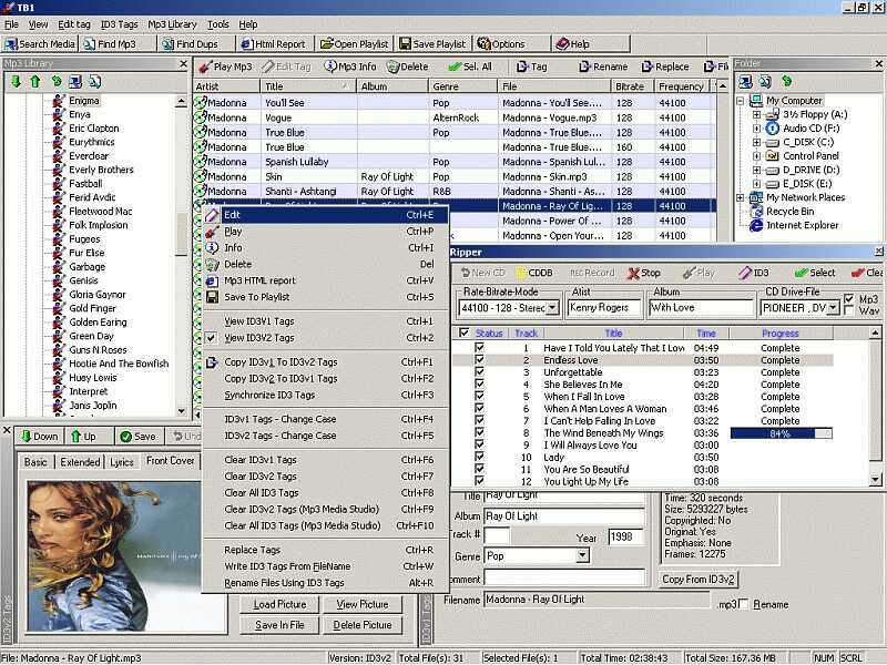 ID3 tag editor, Mp3 Organizer, playlist,add  lyrics/photos to Mp3